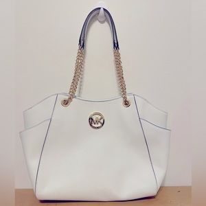 Michael Kors White W/ Gold Chain Purse